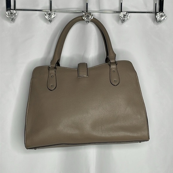 Chaps Tan Taupe Satchel Handbag | FREE Pearl Charm - Picture 5 of 9